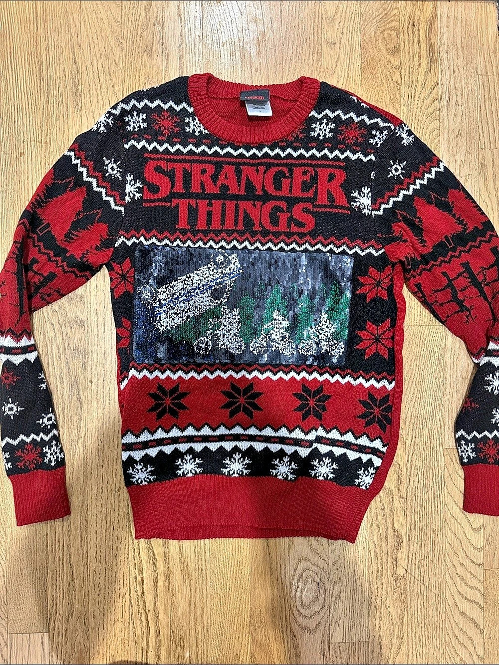 Stranger Things Christmas Sweater Fair Isle Graphic Sweater Size Small